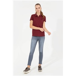 Kadın Vİşne Basic Polo Yaka Tişört
