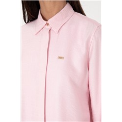 Kadın Açık Pembe Dokuma Tunik Gömlek