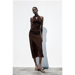DRAPED TULLE HALTERNECK DRESS
