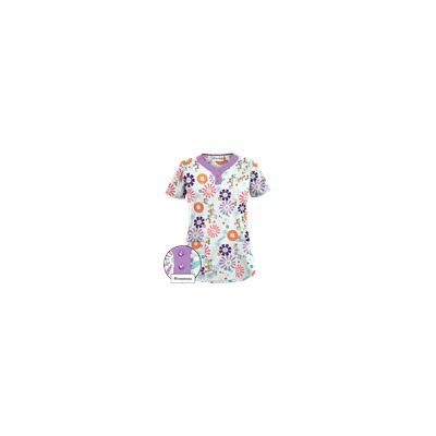 UA Honeycombs And Flowers White Scrub Top