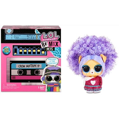 L.O.L. Surprise! Remix Pets 9 Surprises with Real Hair Includes Cassette Tape with Surprise Song Lyrics, Accessories, Dolls