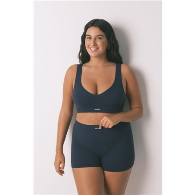 Pantalón corto canalé azul oscuro