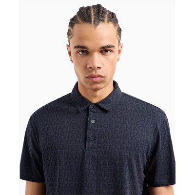 REGULAR FIT COTTON POLO WITH ALLOVER LOGO