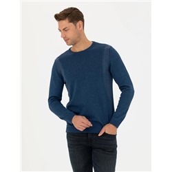 İndigo Melanj Slim Fit Kazak