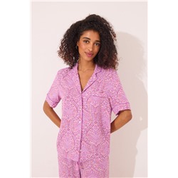 Pijama largo camisero viscosa estampado boho