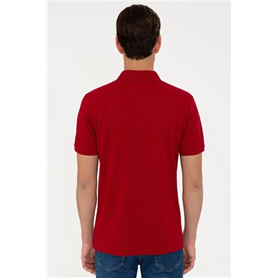 Erkek Bordo Basic Polo Yaka Tişört