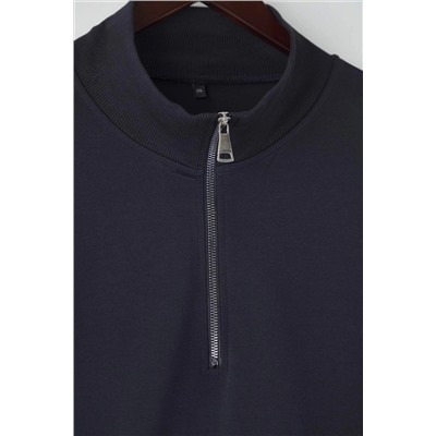 Lacivert Yakası Fermuarlı Regular Boy Büyük Beden Sweatshirt TBBAW26AO00019
