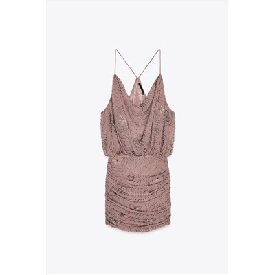BEAD AND SEQUIN MINI DRESS