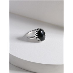 Серьги из серебра с нат. чёрным агатом родированные 925 пробы 2-4064р442