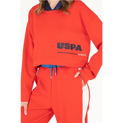 Kadın Kırmızı Kapüşonlu Sweatshirt