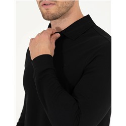 Siyah Slim Fit Basic Sweatshirt