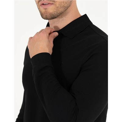 Siyah Slim Fit Basic Sweatshirt