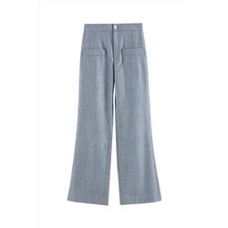 Pantalón palazzo de lana de tiro alto - Gris jaspeado