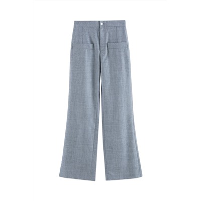 Pantalón palazzo de lana de tiro alto - Gris jaspeado