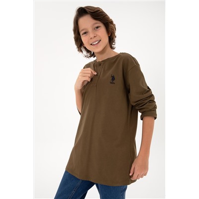 Erkek Çocuk Haki Basic Sweatshirt
