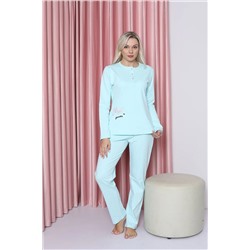 AHENGİM Woman Kadın Pijama Takımı Genç Interlok Puantiye Desenli Pamuklu Mevsimlik W20452252 1-2-10001193