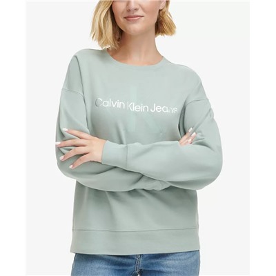 CALVIN KLEIN JEANS Women's West Village Foiled Logo-Print Sweatshirt