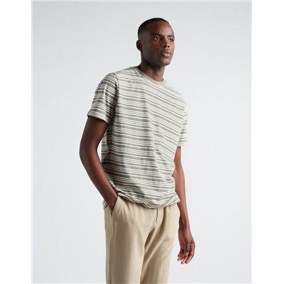 Striped T-shirt, Men, Dark Green