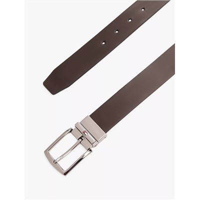Reversible Flag Logo Loop Leather Belt
