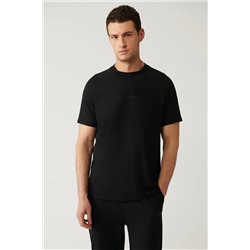 Avva, Erkek Siyah Bisiklet Yaka Baskılı Soft Touch T-shirt A41y1031