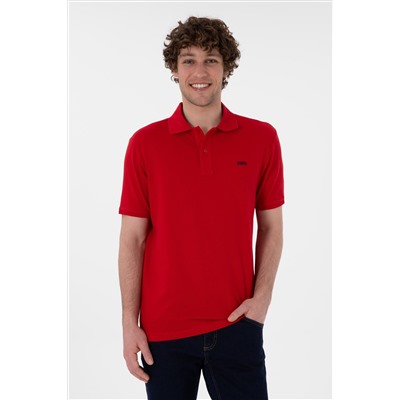 Erkek Regular Fit Polo Yaka Kırmızı Basic Tişört