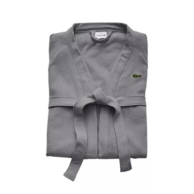 LACOSTE HOME Logo Patch 100% Cotton Pique Bath Robe