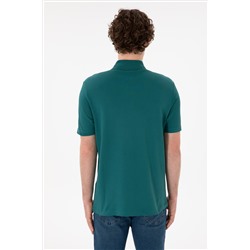 Erkek Regular Fit Polo Yaka Koyu Yeşil Basic Tişört