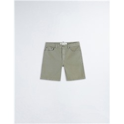 Slim Fit Denim Shorts, Men, Green