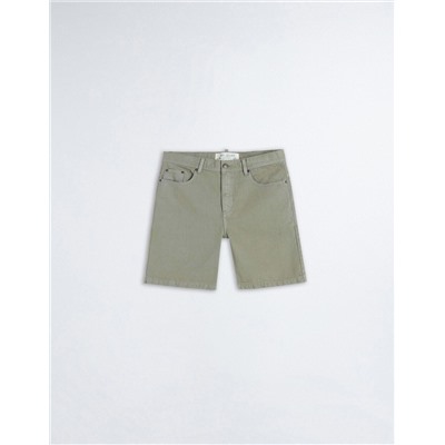 Slim Fit Denim Shorts, Men, Green