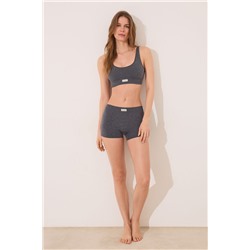 Top canalé seamless gris