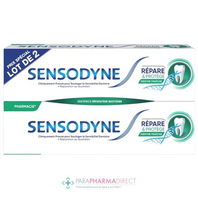 Sensodyne Répare & Protège - Menthe Fraîche - Dentifrice - LOT de 2x75 mlLot  × 2