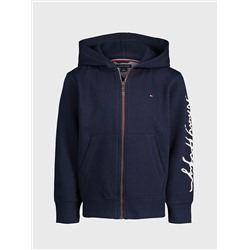 TOMMY HILFIGER BIG KIDS’ SIGNATURE SLEEVE ZIP HOODIE