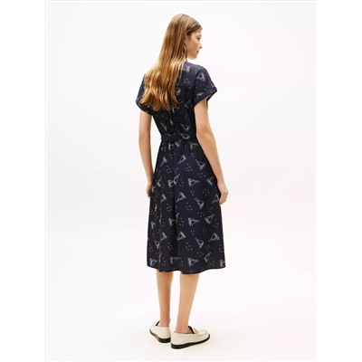 Nautical Print Midi Dress