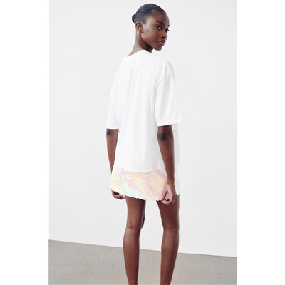 CONTRAST BOX PLEAT T-SHIRT
