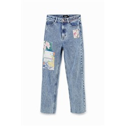 Vaquero Straight cropped japonés