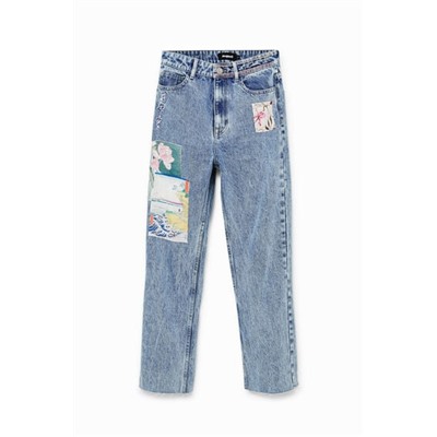 Vaquero Straight cropped japonés