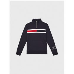 TOMMY HILFIGER FLAG LOGO QUARTER-ZIP SWEATER