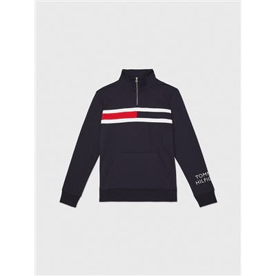 TOMMY HILFIGER FLAG LOGO QUARTER-ZIP SWEATER