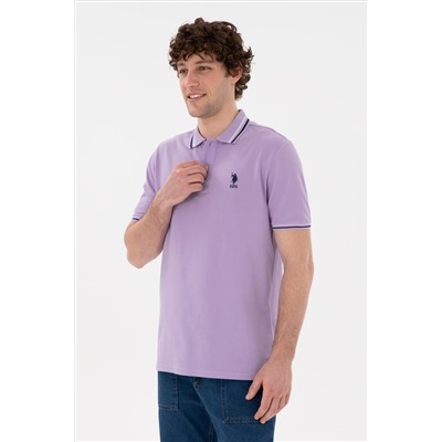 Erkek Regular Fit Polo Yaka Lila Basic Tişört