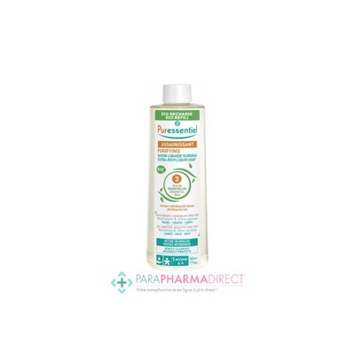 Puressentiel Assainissant Savon Liquide Surgras aux 3 Huiles Essentielles BIO Éco Recharge 500ml