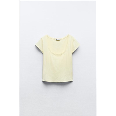 SLUB KNIT CROPPED T-SHIRT