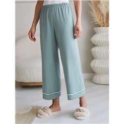 Укороченные брюки из эластичного хлопка с контрастным кантом