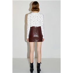 Minifalda de piel Marrón
