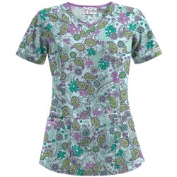 UA Perfect Paisley Pepperminty Print Scrub Top
