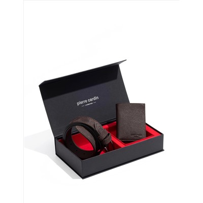 Kahverengi 2'li Kemer & Cüzdan Set