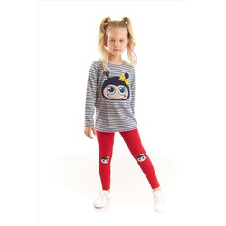 Denokids Uğurböceği Kız Çocuk Gri T-shirt Kırmızı Tayt Takım CFF-22S1-067