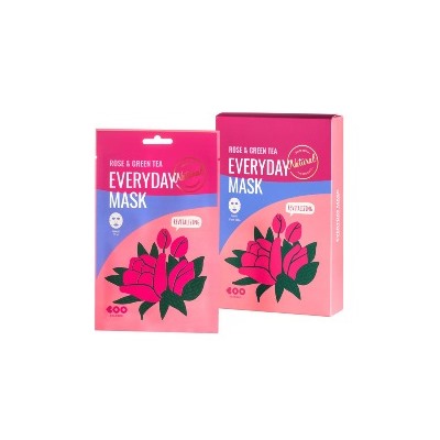 Rose & Green Tea Everyday Mask (10ea), Омолаживающая маска с экстрактами розы и зеленого чая