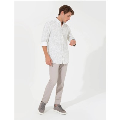 Yeşil Slim Fit Uzun Kollu Gömlek