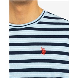 YARN DYE STRIPE JERSEY CREW NECK T-SHIRT