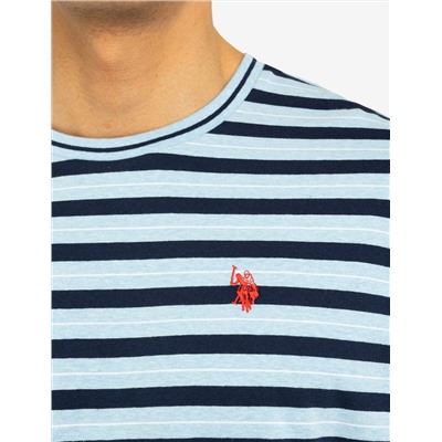 YARN DYE STRIPE JERSEY CREW NECK T-SHIRT